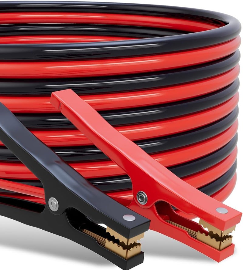POADTOR كابلات قفز لبطارية السيارة، 8 قياس 12 قدم 600AMP، كابلات تعزيز السيارات لبدء تشغيل البطاريات الميتة أو الضعيفة مع حقيبة حمل متضمنة - Image 1